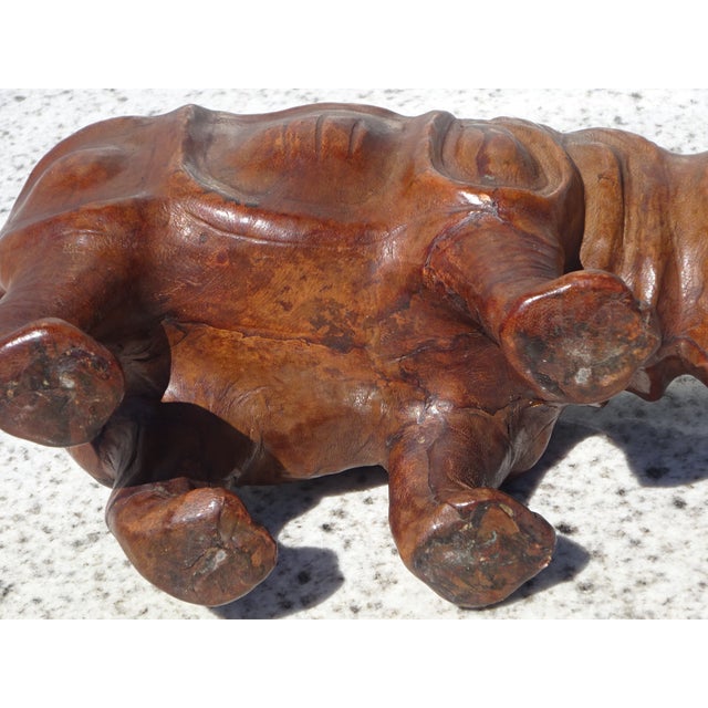 Vintage Leather Rhinoceros, India, 1950s For Sale - Image 12 of 14