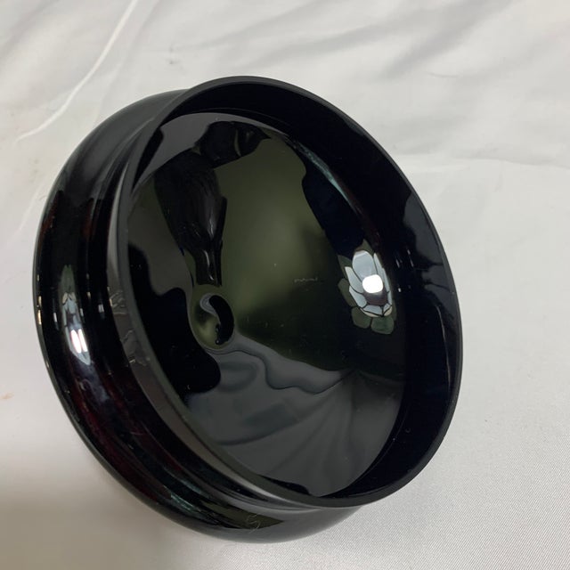 1980s 1980s Jozefina Krosno Hand-Blown Black and White Art Glass Pedestal Compote With Lid For Sale - Image 5 of 5