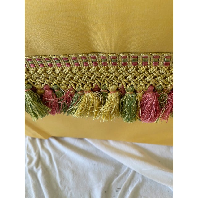 Late 20th Century Footstool Upholstered in Yellow Sunbrella With Trim For Sale - Image 4 of 5