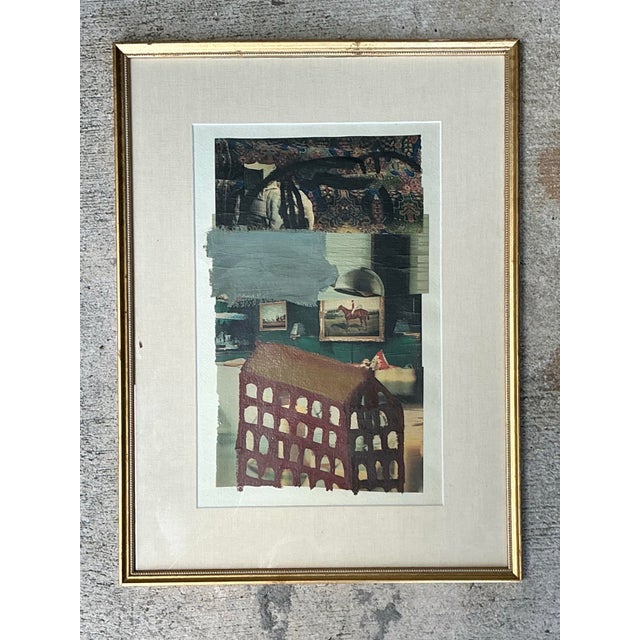 Vintage Framed Mixed Media Artwork on Paper For Sale - Image 11 of 12