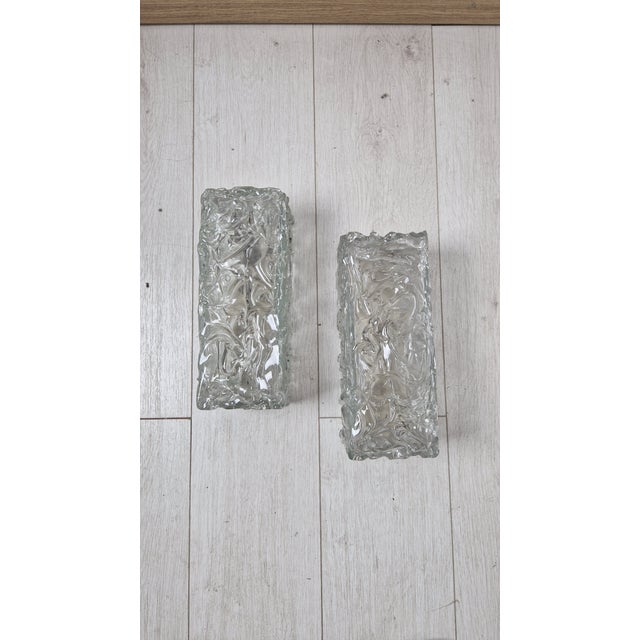 Mid-Century Modern Wall Lamps Ice Model by Toni Zuccheri for Barovier & Toso, 1980s, Set of 2 For Sale - Image 3 of 14