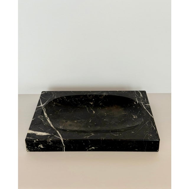 Contemporary 1970s Monumental Black Marble Stone Rectangular Catchall Tray For Sale - Image 3 of 10