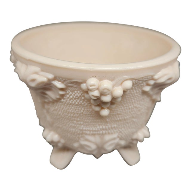 Vintage Pink Milk Glass Footed Dish For Sale