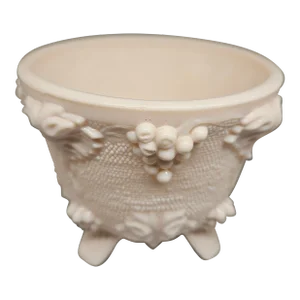 Vintage Pink Milk Glass Footed Dish