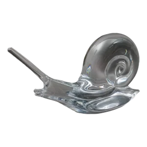 Mid 20th Century Daum Crystal France Signed Snail Escargot Large Glass Figurine Sculpture