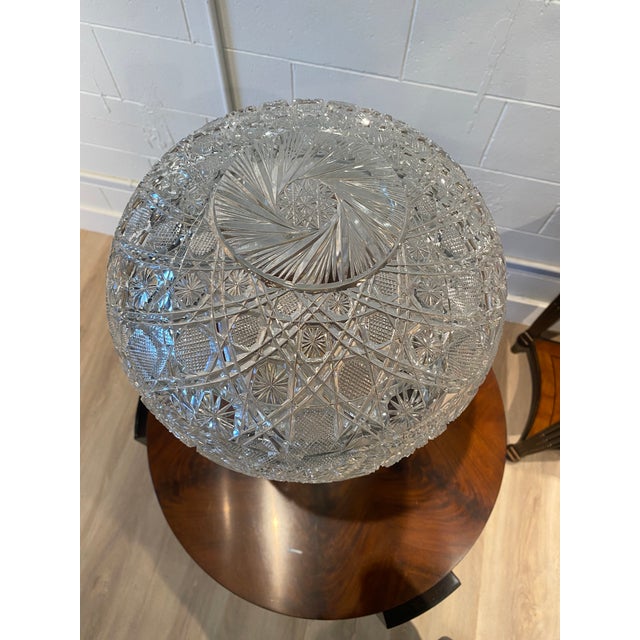 Art Deco Late 19th Century 25” American Brilliant Cut Crystal Glass Mashroom Lamp For Sale - Image 3 of 7