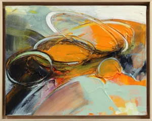 "Poppy Fields" Contemporary Abstract Acrylic Painting by Paul Kirley, Framed