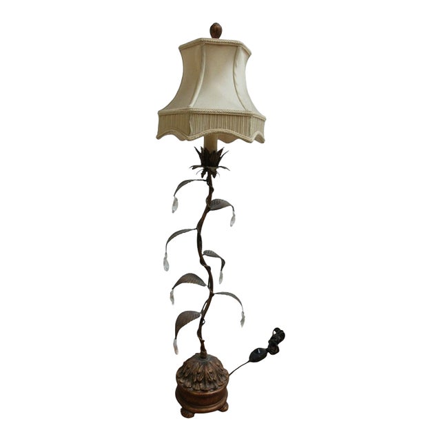 1980s Fine Arts Lamps Gold Gilt Italian Metal Wine Acanthus Table Lamp Light B For Sale