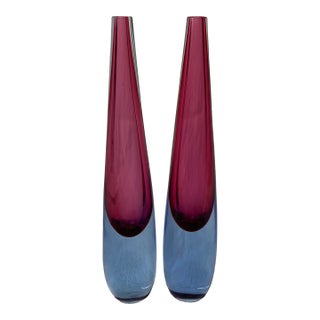 Vintage Murano Sommerso Glass Vase by Salviati & Co. C. 1960 - A Pair For Sale