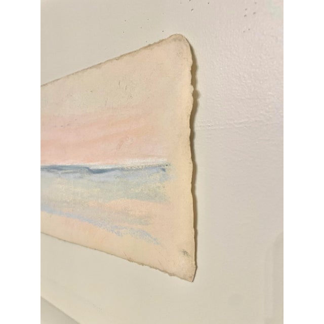 Modern Coastal Original Pastel Unframed Raw Edge Painting, Pink, Blue and Yellow For Sale - Image 4 of 12