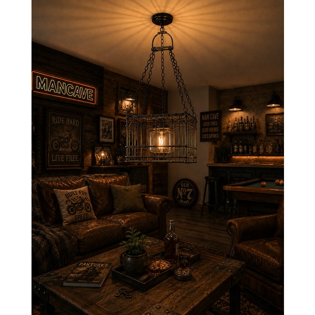 I built this from an antique somewhat rusty steel rectangular milk crate suspended from a beautiful solid steel horse-...