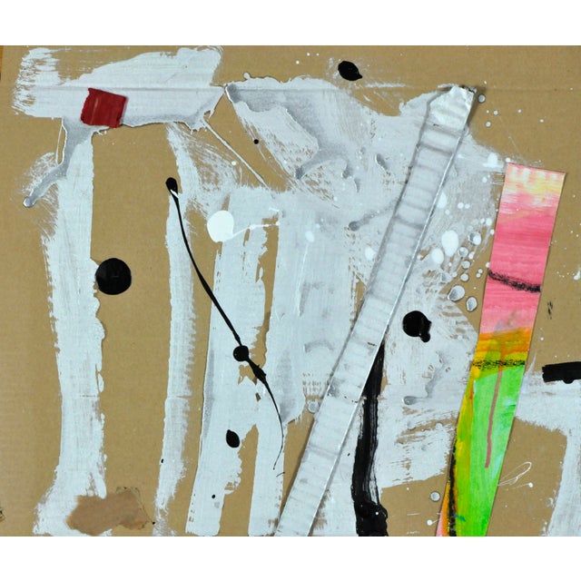 Contemporary "Black Silver & Color Corrugated" Contemporary Abstract Acrylic Painting by Robbie Kemper For Sale - Image 3 of 6