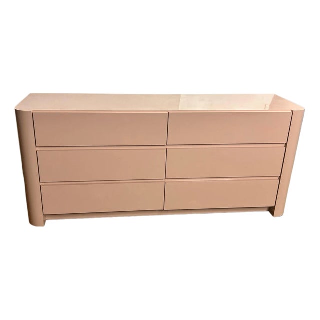 1980s Vintage Pink Post Modern 6 Draw Dresser For Sale