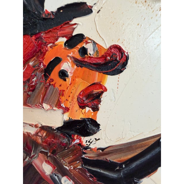 1980 Morris Katz (1931–2010) Original Oil Painting Clown Impasto Palette Knife For Sale - Image 13 of 13