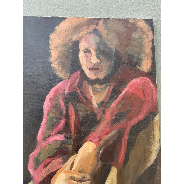 Vintage Monumental Original Portrait on Canvas For Sale - Image 9 of 12