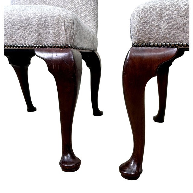 Wood Early 18th Century Georgian Upholstered Walnut Side Chairs, 1720, Set of 2 For Sale - Image 7 of 14