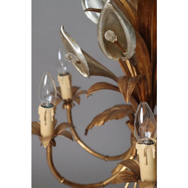 Calla-Lily Chandelier in Gold, 1970s For Sale - Image 4 of 16