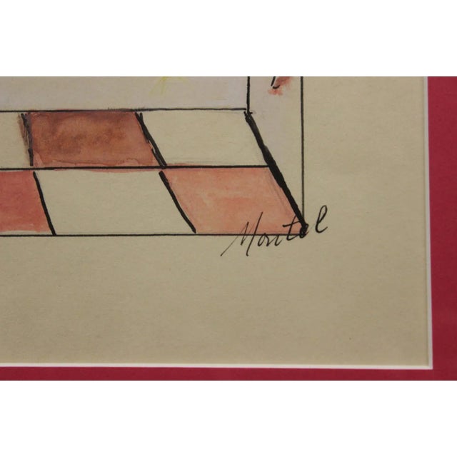 Fabulous original advert artwork for Lanvin of Paris depicting five gloves surrealistically displayed in a boutique window...