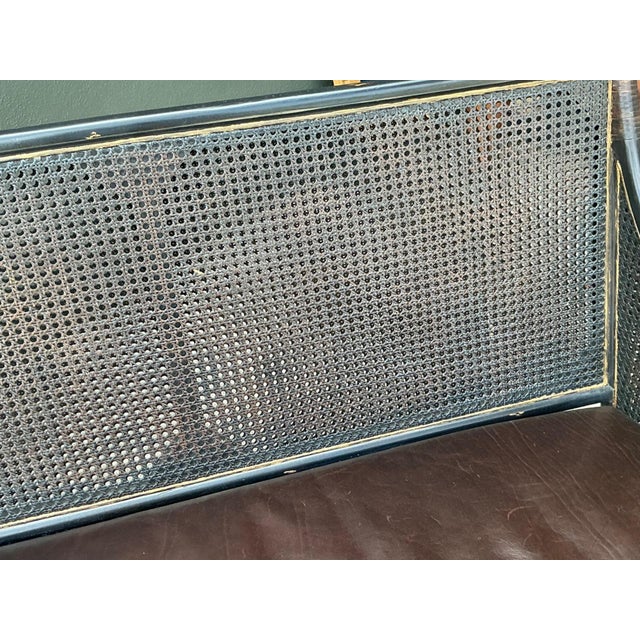 Vintage Leather Cushion Cane Settee For Sale - Image 11 of 17