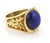 Contemporary Mid 20th Century 18k Yellow Gold Diamond & Lapis Open Design Solitaire Ring Size 9 For Sale - Image 3 of 5