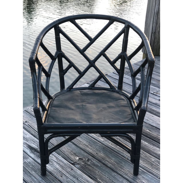 Mid-Century Chinese Chippendale-Style Distressed Bamboo Accent Chairs- a Pair For Sale - Image 9 of 13