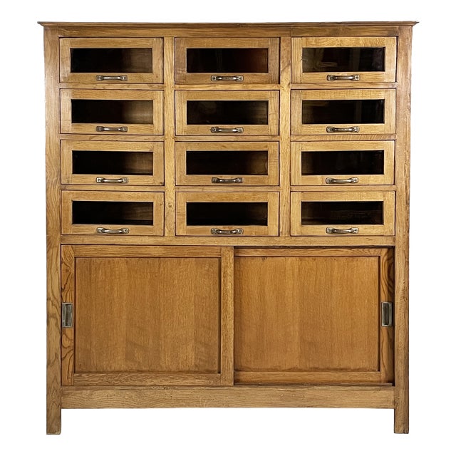 Mid-Century Modern Italian Cabinet with Drawers in Wood and Glass, 1940s For Sale