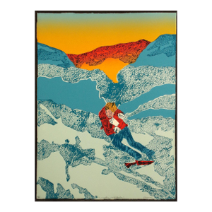 1990s Ted Thomas "Winter Solitude" Hand Signed Limited Edition Artwork Etching, Skiing