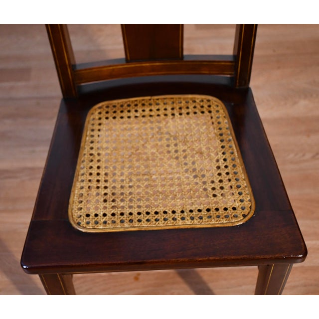 1900s Antique English Hepplewhite Mahogany Inlaid Vanity Desk Mirror and Chair For Sale - Image 15 of 17