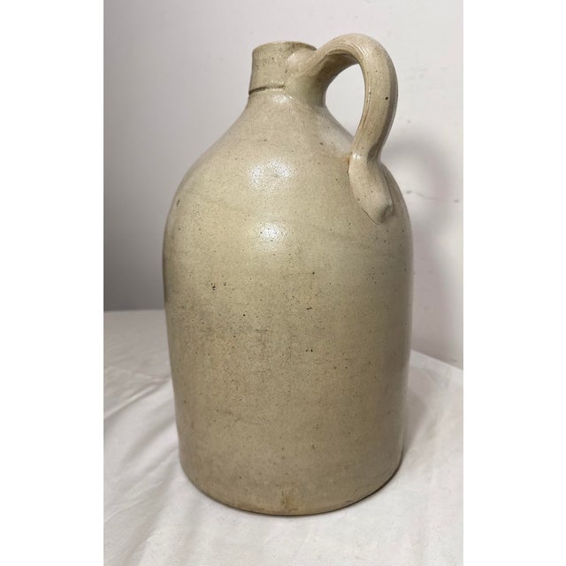 Ceramic Antique 1800s Antique Ottman Bros. Ny Stoneware Salt Glazed Cobalt Pottery 2 Jug For Sale - Image 7 of 11