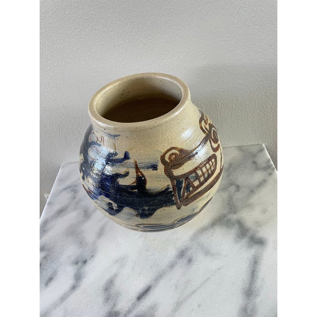 Mid 20th Century Rustic Glazed Stoneware Pot With Dragon Motif For Sale - Image 10 of 10