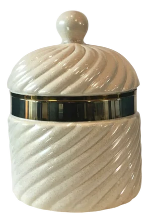 Vintage Ice Bucket in Ceramic and Gilt Brass by Tommaso Barbi, 1970s