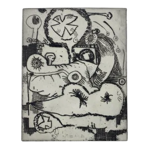 1970s Ron Yrabedra Abstract Etching
