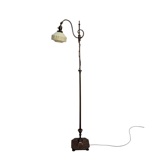 1910s Floor Lamp With Adjustable Height and Glass Shade #2603 For Sale In Los Angeles - Image 6 of 9