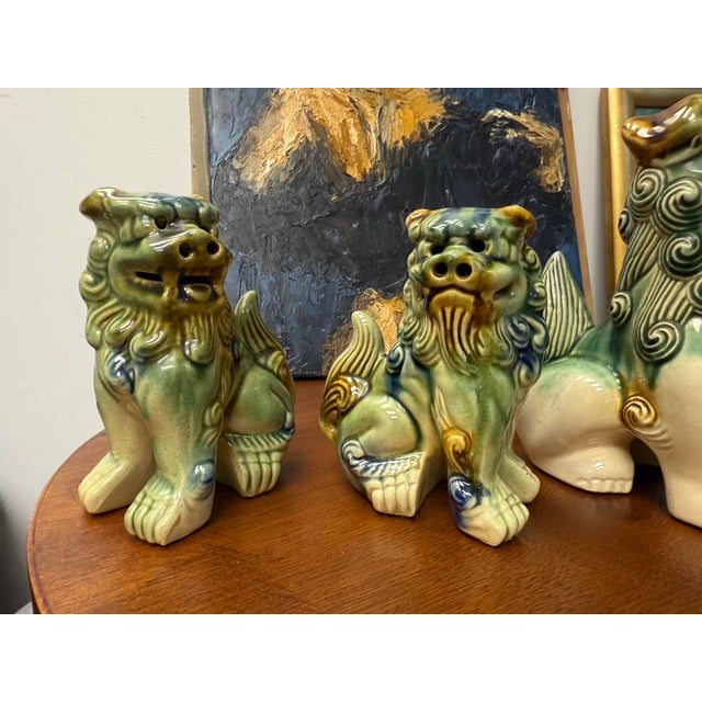 Vintage Mid-Century Ceramic Polychrome Foo Dogs - Set of 4 For Sale - Image 4 of 8