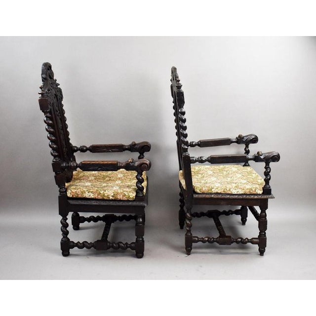Antique Carved Throne Chairs, 1890, Set of 2 For Sale - Image 15 of 16