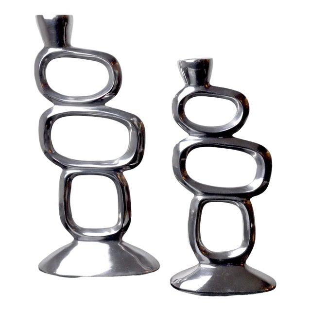 Circle Candlesticks attributed to Matthew Hilton, England, 1980, Set of 2 For Sale