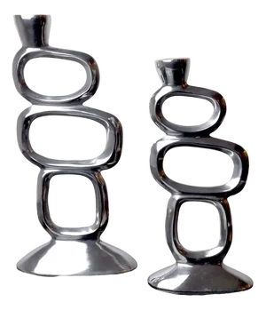 Circle Candlesticks attributed to Matthew Hilton, England, 1980, Set of 2