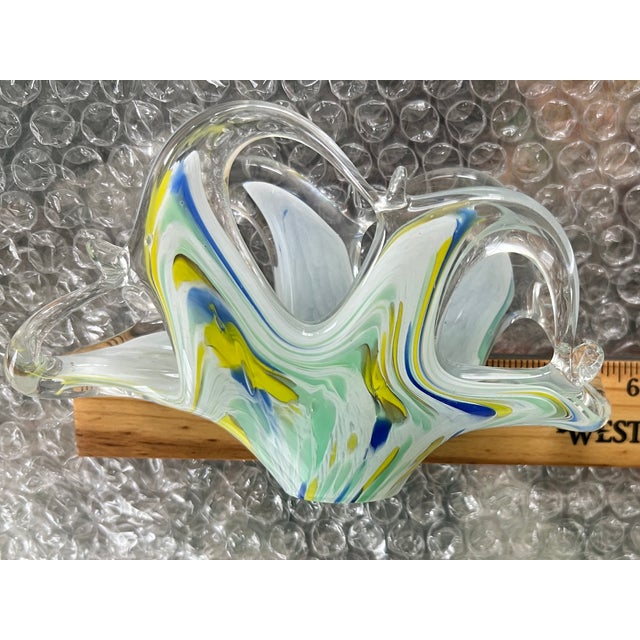 Glass Mid 20th Century Italian Lavorazione Arte Murano, Hand Blown Art Glass, Blue, Aqua, Yellow, White For Sale - Image 7 of 9