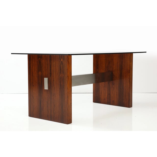 Jens Risom Vladimir Kagan Rosewood and Aluminum Desk/Dining Table For Sale - Image 4 of 12