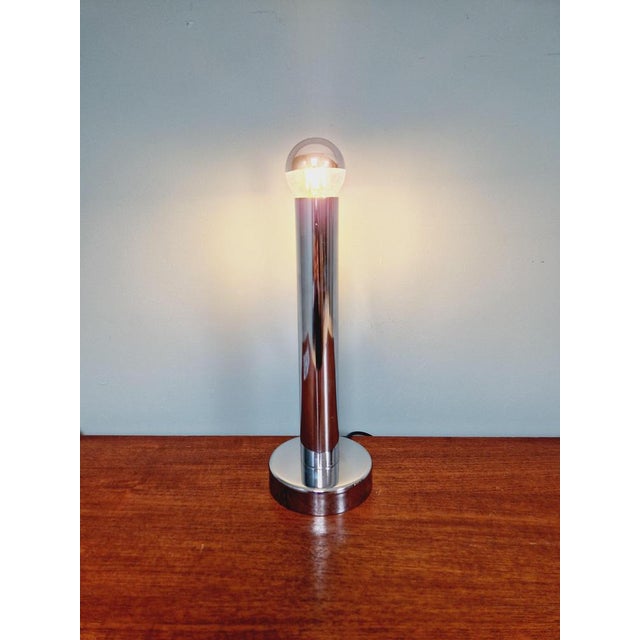 1970s Tubular Chrome Metal Table Lamp, 1970s For Sale - Image 5 of 14