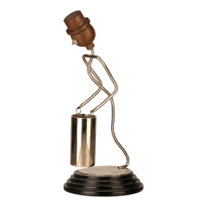 Early 20th Century Art Déco American Metal Wire and Wood Bellboy/Bellhop/Stick Figure Toothpick and Match Holder