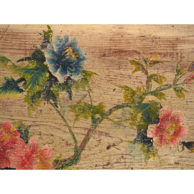 Chinese Trunk with Painted Panel in Elm, 1900 For Sale - Image 10 of 14