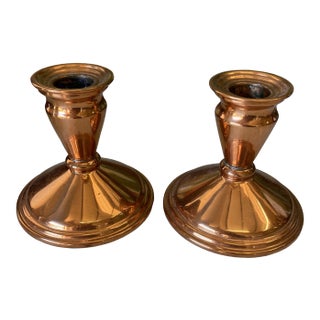 1970s Classical Copper Candleholders - a Pair For Sale