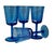 Contemporary Late 20th Century Villeroy & Boch Conga White Swirl Cobalt Crystal Wine Goblets Set of 4 For Sale - Image 3 of 13