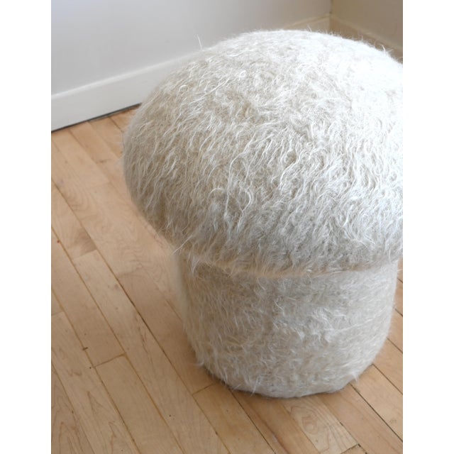 Contemporary Angora Wool Mushroom Stool For Sale - Image 3 of 4