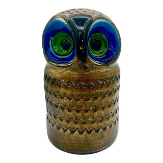 1960s Aldo Londi for Bitossi Model 7569-B Ceramic Owl, Raymor For Sale