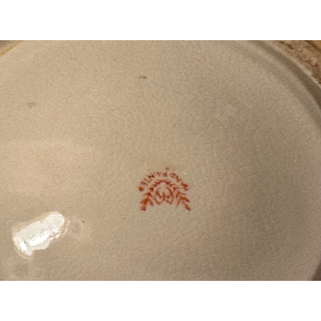 1950s Vintage Yellow Pottery Vase With White Relief Design For Sale - Image 5 of 8