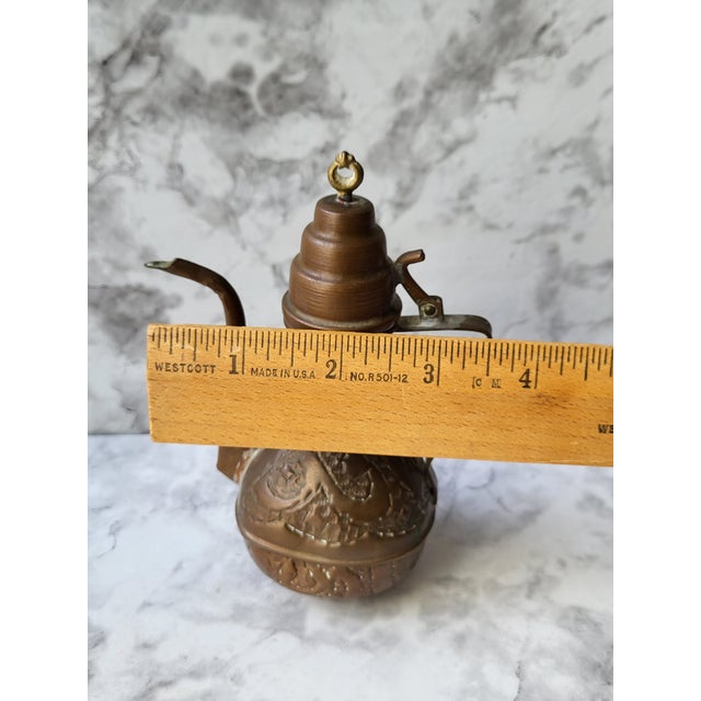 1960s Handcrafted Copper Coffee Pot Etched Middle Eastern For Sale - Image 17 of 17