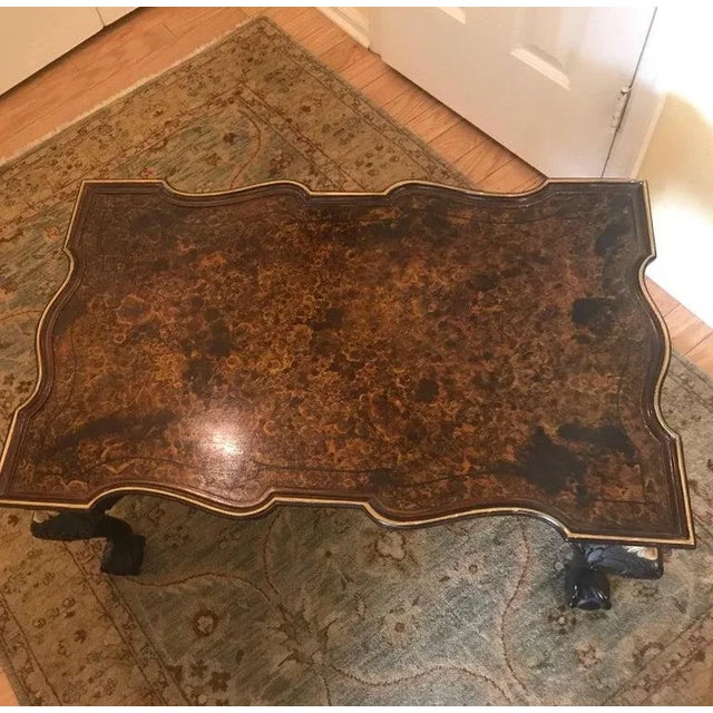 Wood 1920s Ebonized and Painted Faux Tortoise Shell Coffee Table For Sale - Image 7 of 13