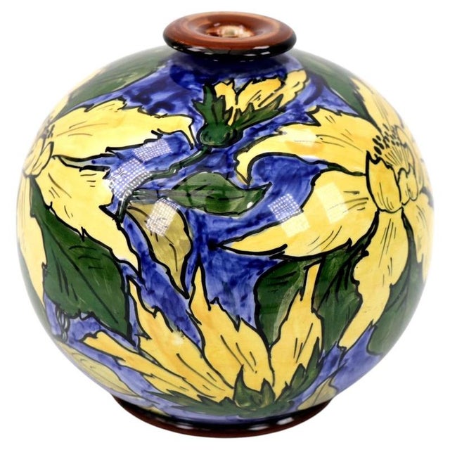 Antique Burslem Faience Floral Globe Vase from Gibsons & Sons, 1890s For Sale - Image 15 of 15